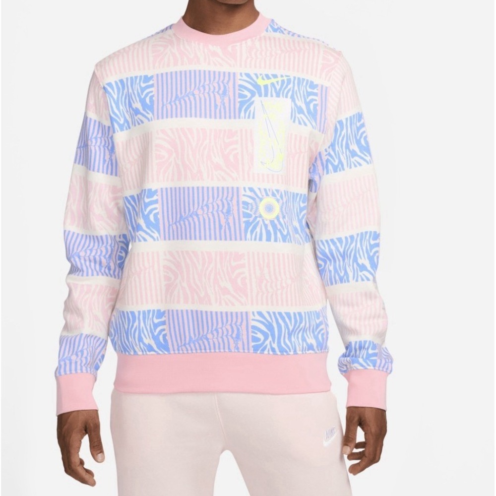 Nike Sportswear Club Fleece Trippy Safari Crewneck Sweatshirt Men's M FN1469-113